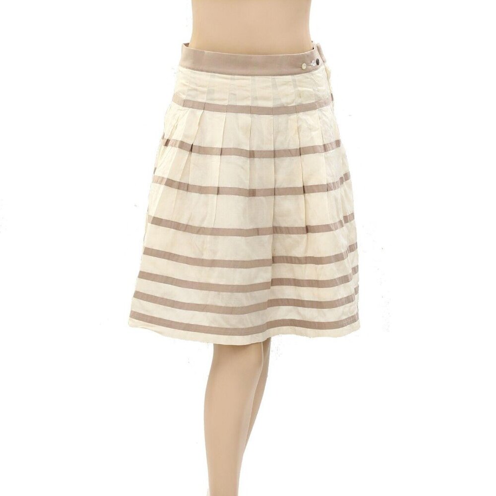 DDP Pleated Swiss Dot Mini Skirt Striped Flared High Waisted Vintage S 268705